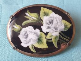 Brosche Porzellan Silber 800