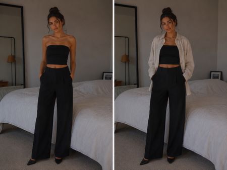 Pantalon noir large et élégant. Taille 40