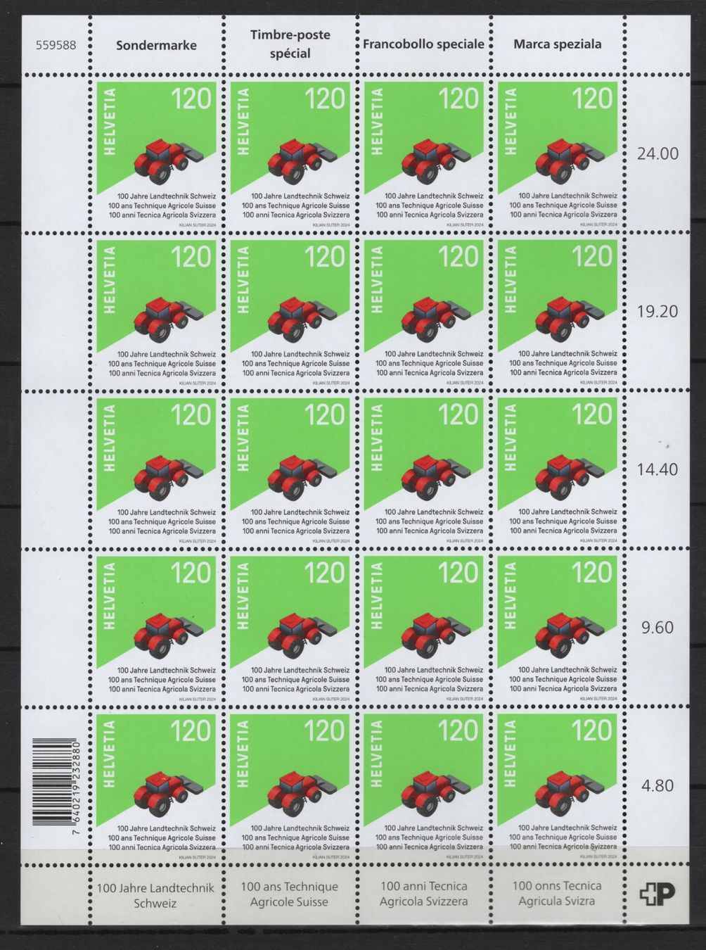 Alle Briefmarken: 2024 Bogen 100 Jahre Landtechnik Schweiz postfrisch – Neu (gemäss Beschreibung) aus Oppligen von alt_bis_neu