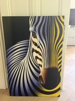Großes handgemaltes Zebra-Gemälde auf Leinwand – Modernes Wa