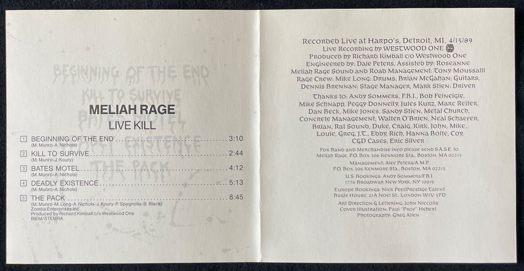 CDs: Meliah Rage – Live Kill - CD - 1989 - First Press – Gebraucht aus Uster von Zardodel 4