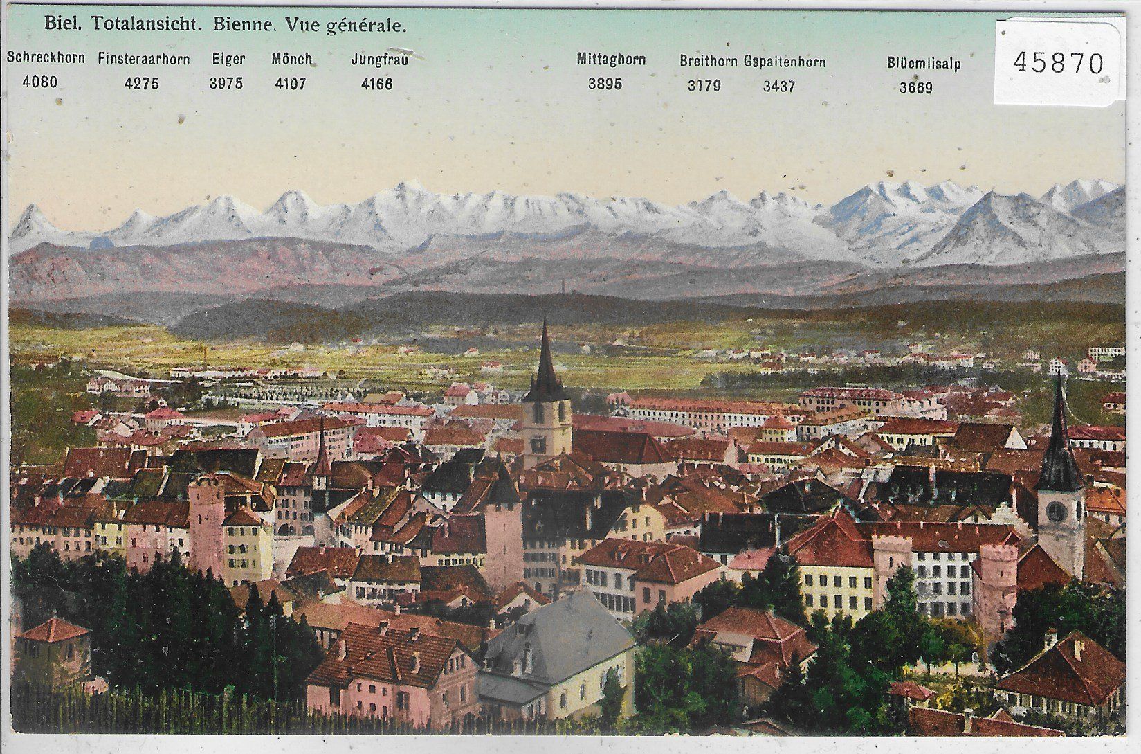 Cartoline postali: Biel Totalansicht - Bienne - Vue generale - Litho – Usato da Ettingen venduto da Kartenplanet