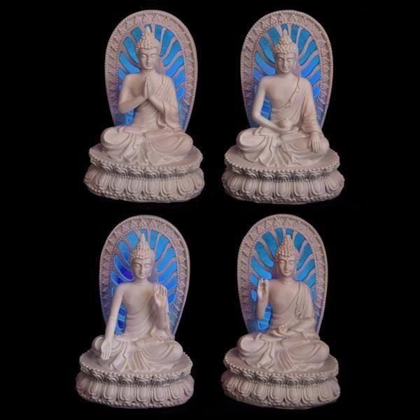 Statuette: WEISSER THAI-BUDDHA MIT LED HINTERGRUND- – Nuovo e nell'imballaggio originale da Rupperswil venduto da big-one-sale