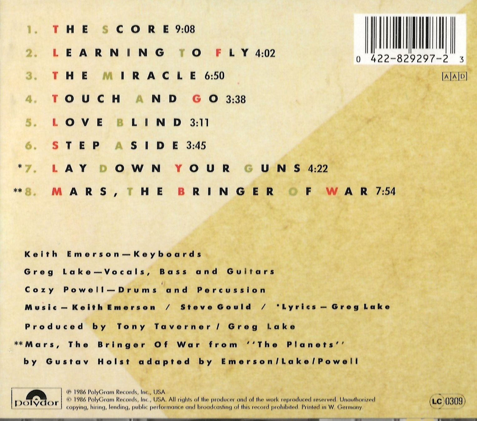 CD: EMERSON, LAKE & POWELL -The Score- – Usato da Reinach BL venduto da studii100 1