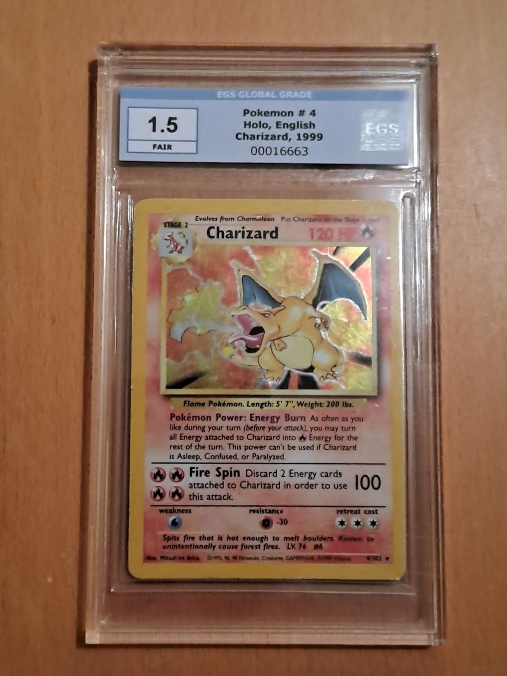 Pokémon Charizard Holo EGS Grading 1999 (Gebraucht) in Kestenholz für ...