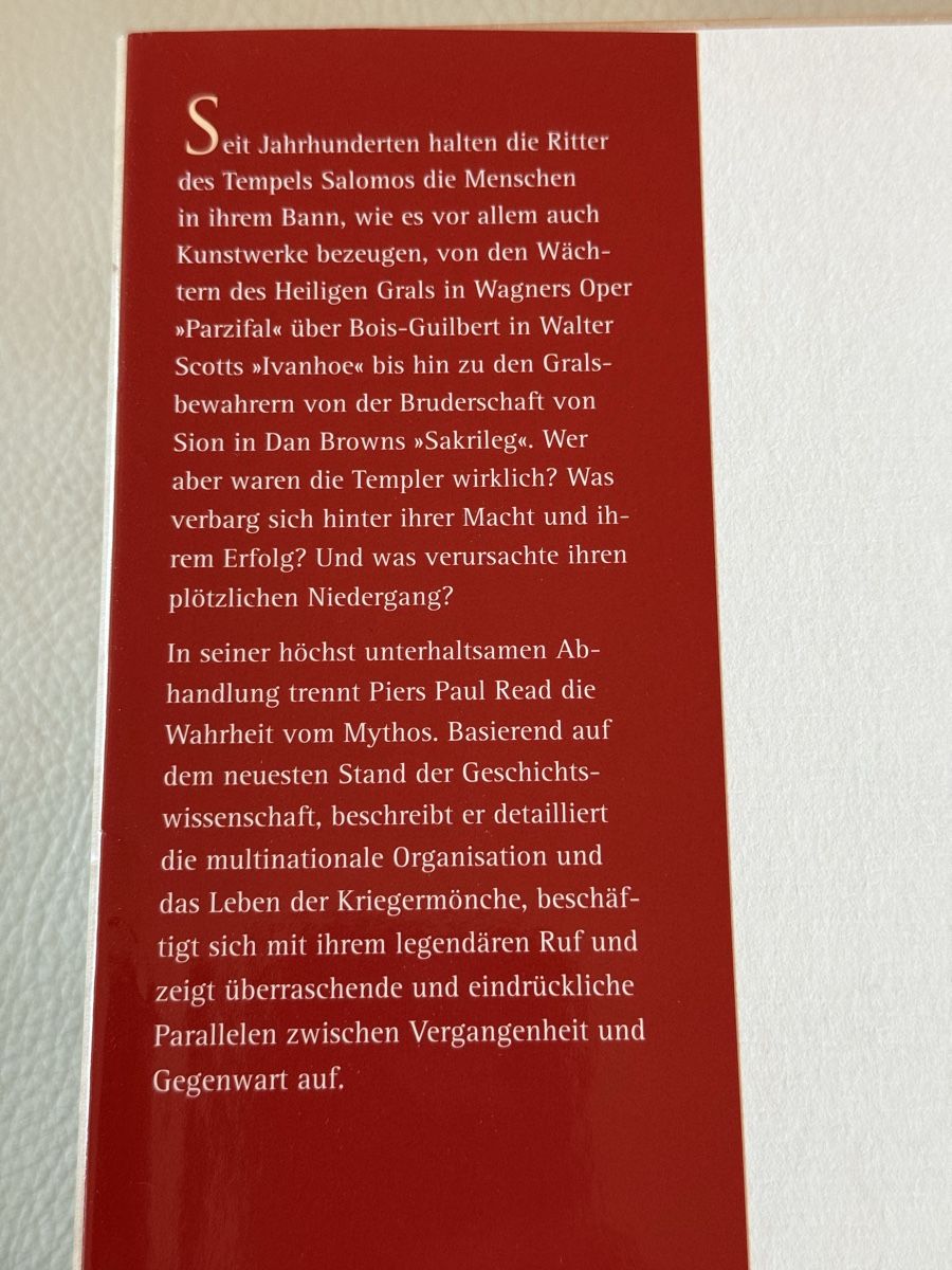 Libri: Die Templer von Piers Paul Read Hardcover – Usato da Thalwil venduto da Easyprofit 3