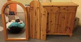 Schönes Massivholz Flurgarderobe aus hellem Kiefernholz 3tlg