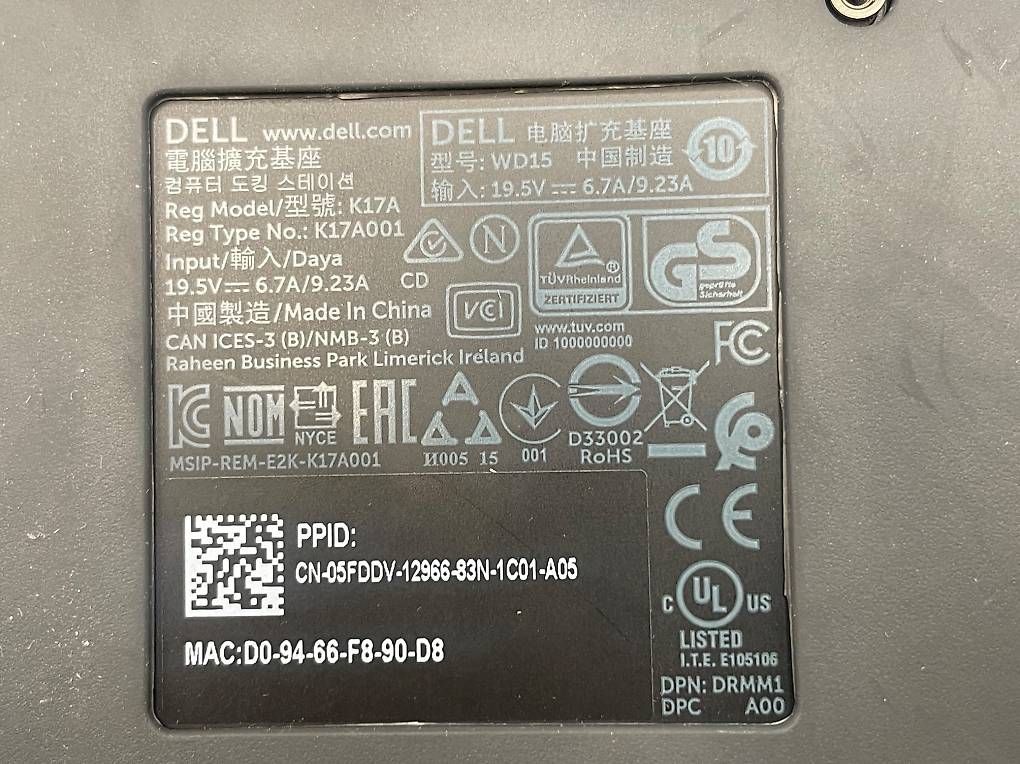 Dockingstation: Dell WD15 USB-C Dockingstation inkl. Netzteil – Gebraucht aus Luzern von maunakea4185 1