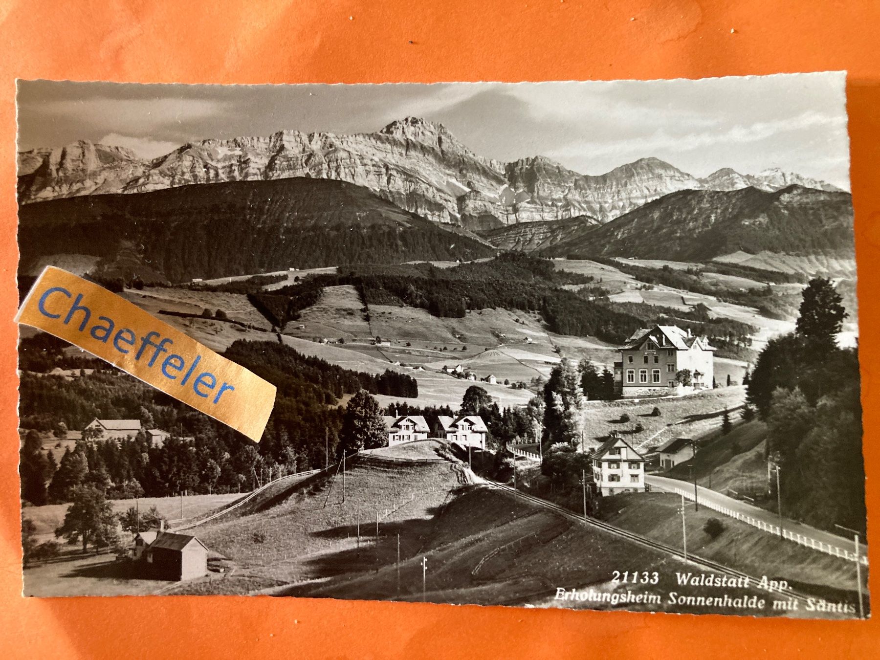 Cartoline postali: 21133 Waldstatt App. Erholungsheim Sonnenhalde mit Säntis – Usato da Zürich venduto da Chaeffeler
