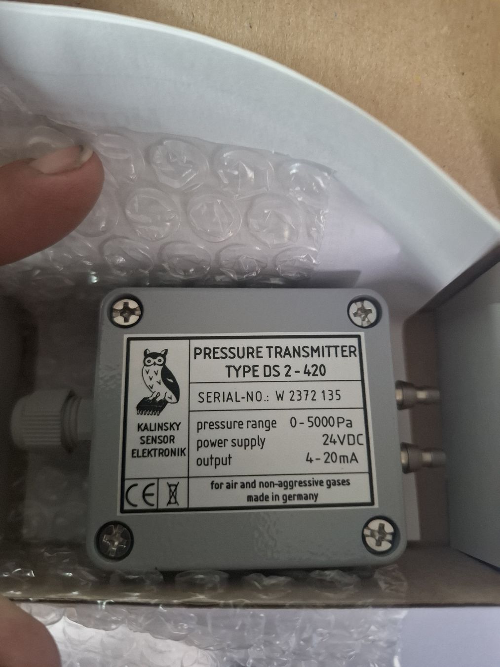 Composants électroniques: Differenzdrucksensor Kalinsky DS 2-420 0-5000 Pa 24VDC – Neuf (Voir description) à Oberegg par Mainecoonvonguisan