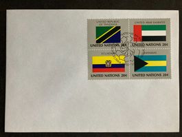 UNO NY 1984 Flaggen Tansania UAR Ecuador Bahamas FDC