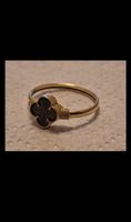 Ring Gelbgold 18K (punziert 750) Kleeblatt Onyx