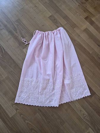 Baumwolle, einfacher  rosa Jupe mit Kordel