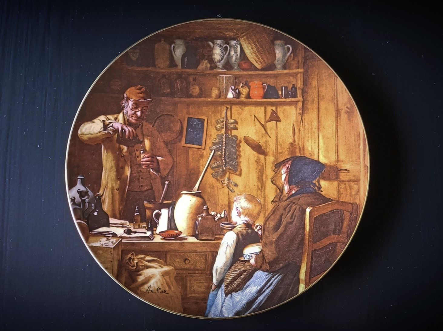Piatti: LANGENTHAL Teller 1987 "Der Quacksalber" Albert Anker – Usato da Bern venduto da Fuxji17