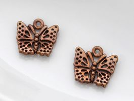 2 x Schmuckanhänger Schmetterling Messing Antik Kupfer