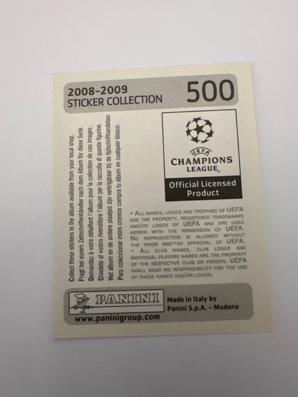 Panini Sammelbilder & Trading cards: Panini UEFA Champions League 2008-2009 - Nr. 500 – Gebraucht aus Sulz AG von DealWerk 1