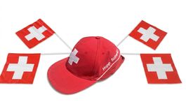 🧢4 Schweizer Fahnen rot & Nati Cap Hopp Schwiiz Trikora🇨🇭
