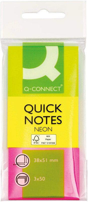 Blocchi: Q-CONNECT® Haftnotizen Quick Notes 3 Neonfarben sortiert – Nuovo e nell'imballaggio originale da Oensingen venduto da Liquidations-Shop 1