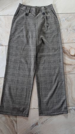 Only Damen-Hose weites Bein Karo grau Grösse M