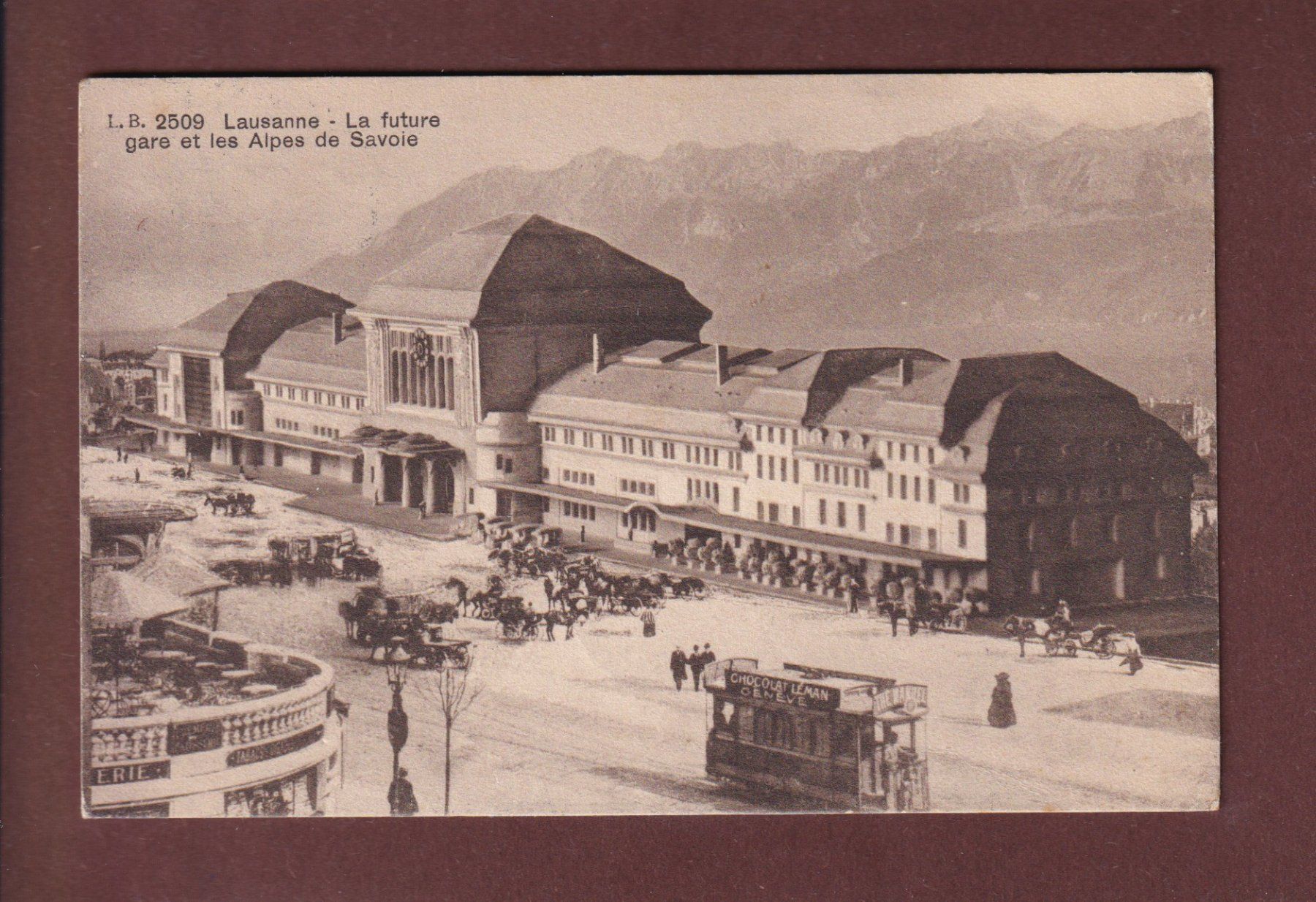 Cartoline postali: LAUSANNE - La "future" gare - Tram - 1911 – Usato da Pully venduto da nicecards