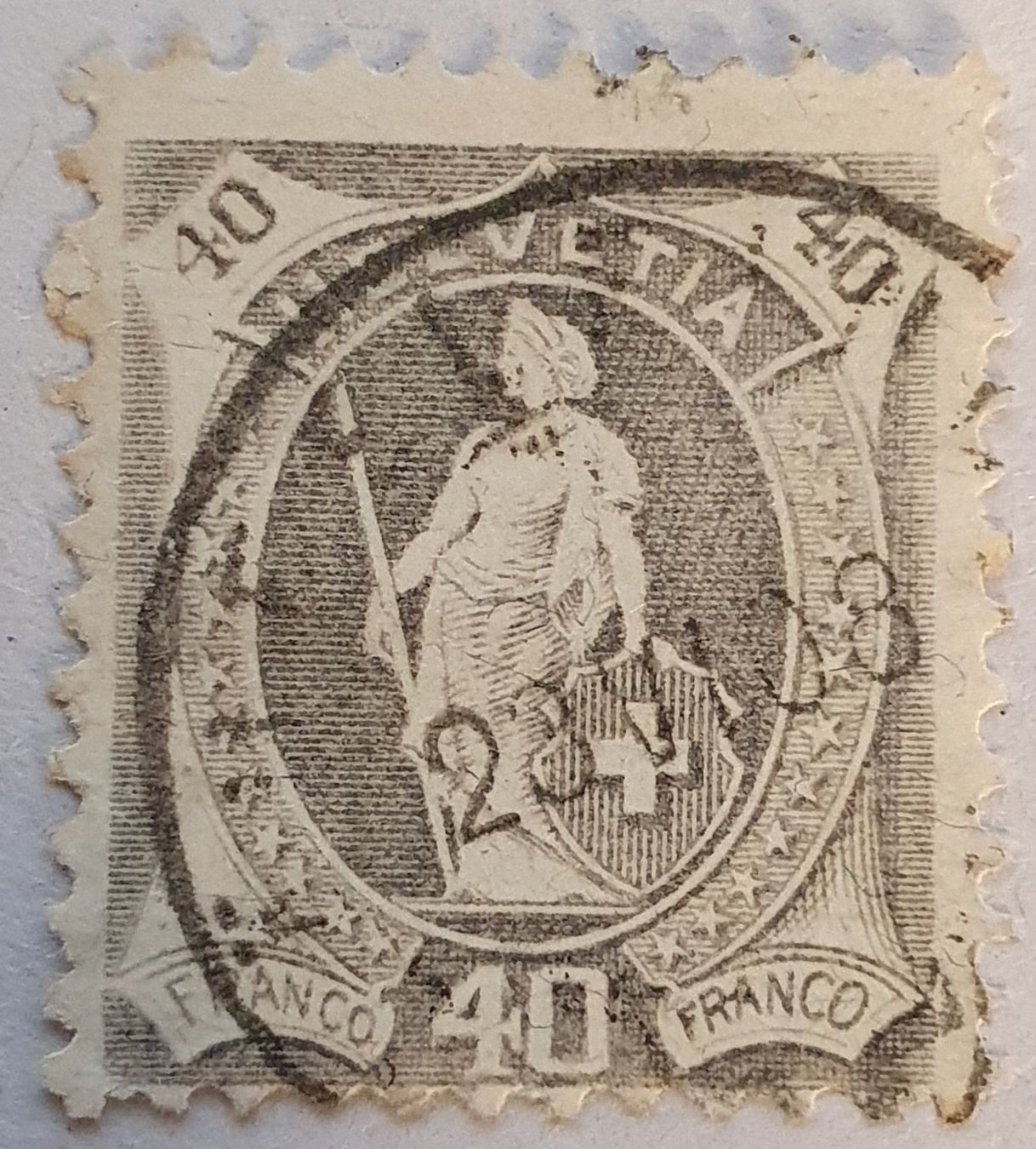Tutti i francobolli: Stehende Helvetia 97A Kat. 100.- – Usato da Balgach venduto da SIMEON27