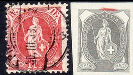 STEHENDE HELVETIA 99A 1FR  GESTEMPELT ERHALT SIEHE SCAN H19