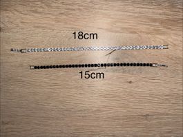 Elegante Armbänder, Silber/Schwarz, je 18cm & 15cm lang