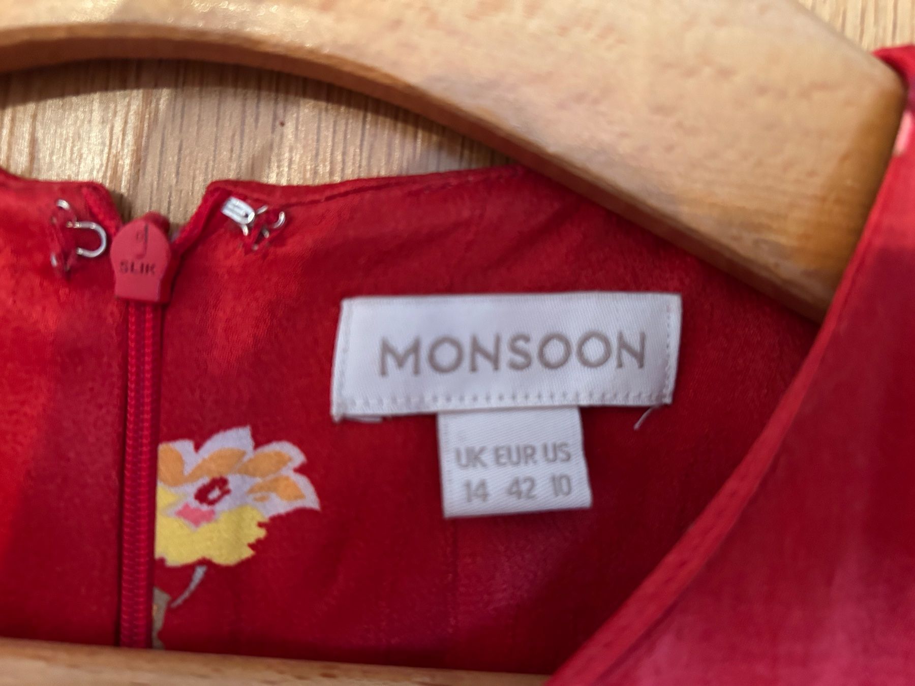Vestiti: Sommerliches rotes Kleid mit Blumenmuster, Monsoon – Usato da Murten venduto da zia_6czz 3