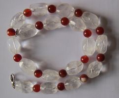 NEU: Bergkristall Karneol Kette Collier Schmuck Edelstahl