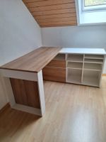 Eckschreibtisch mit Regal weiss/Holzoptik guter Zustand
