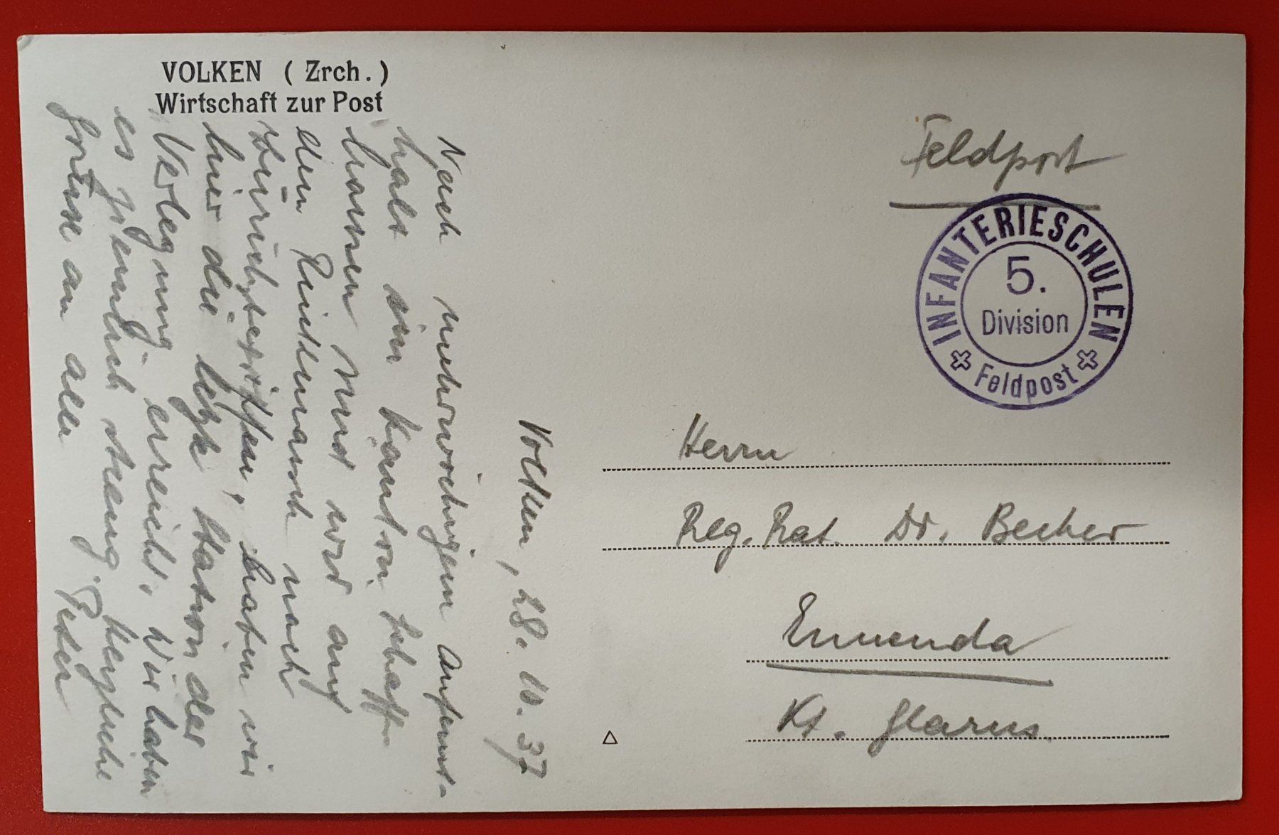 Cartoline postali: Volken 1937 - Wirtschaft zur Post – Usato da Kreuzlingen venduto da Rschweiz1 1