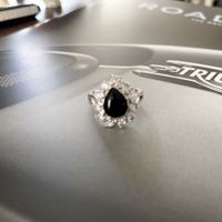 Damenring 925 Silber rhodiniert mit Onyx und Zirkonia