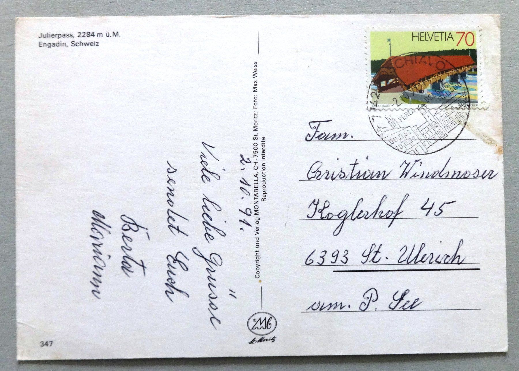 Cartoline postali: Julierpass, 2284 m ü.M. – Difettoso da Fétigny venduto da Billy2miny 1