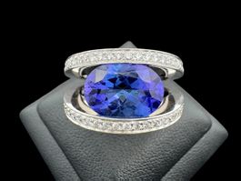 KURZ Tansanit 3.6c Brillanten 0.95c Ring 18k Gr 53.5 *S2234