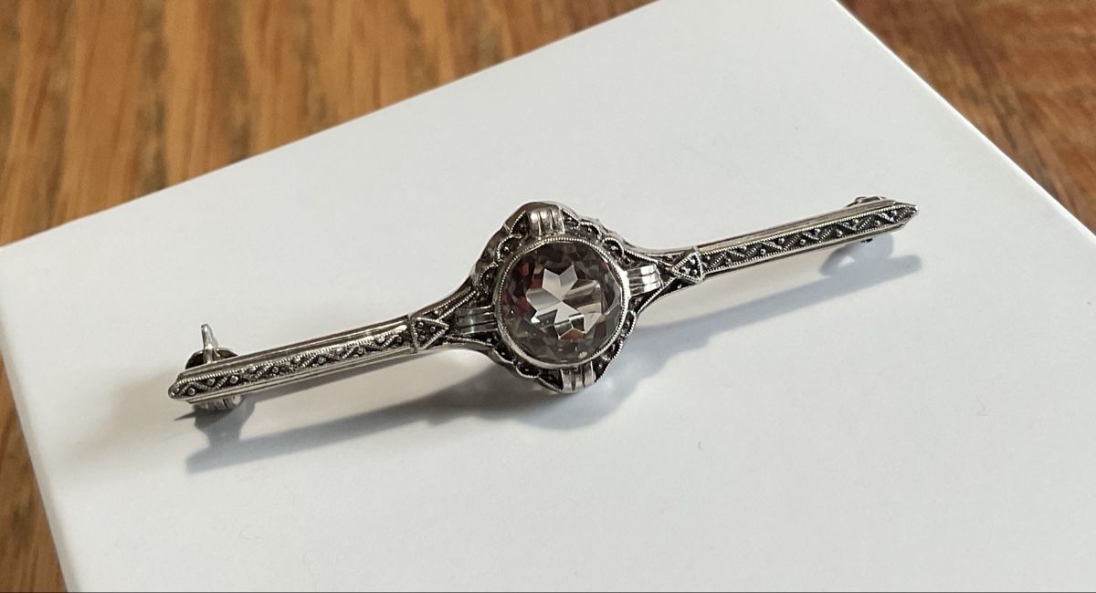 Spille & Fermagli: Hübsche Art Deco Brosche Silber 835, Rauchquarz – Usato da Oberglatt ZH venduto da Silver010 2