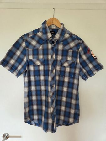 YES or NO Herren Kurzarmhemd kariert blau Gr. M 39/40
