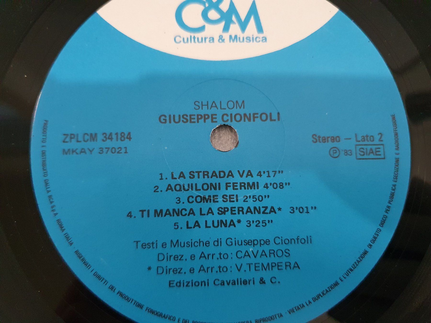 Dischi in vinile: Giuseppe Cionfoli – Shalom – Usato da Uster venduto da Vinyl-Leidenschaft 5