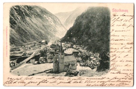 Cartes postales: Relief-AK Göschenen, Totalansicht mit K – D'occasion à Berlin par bartko-reher