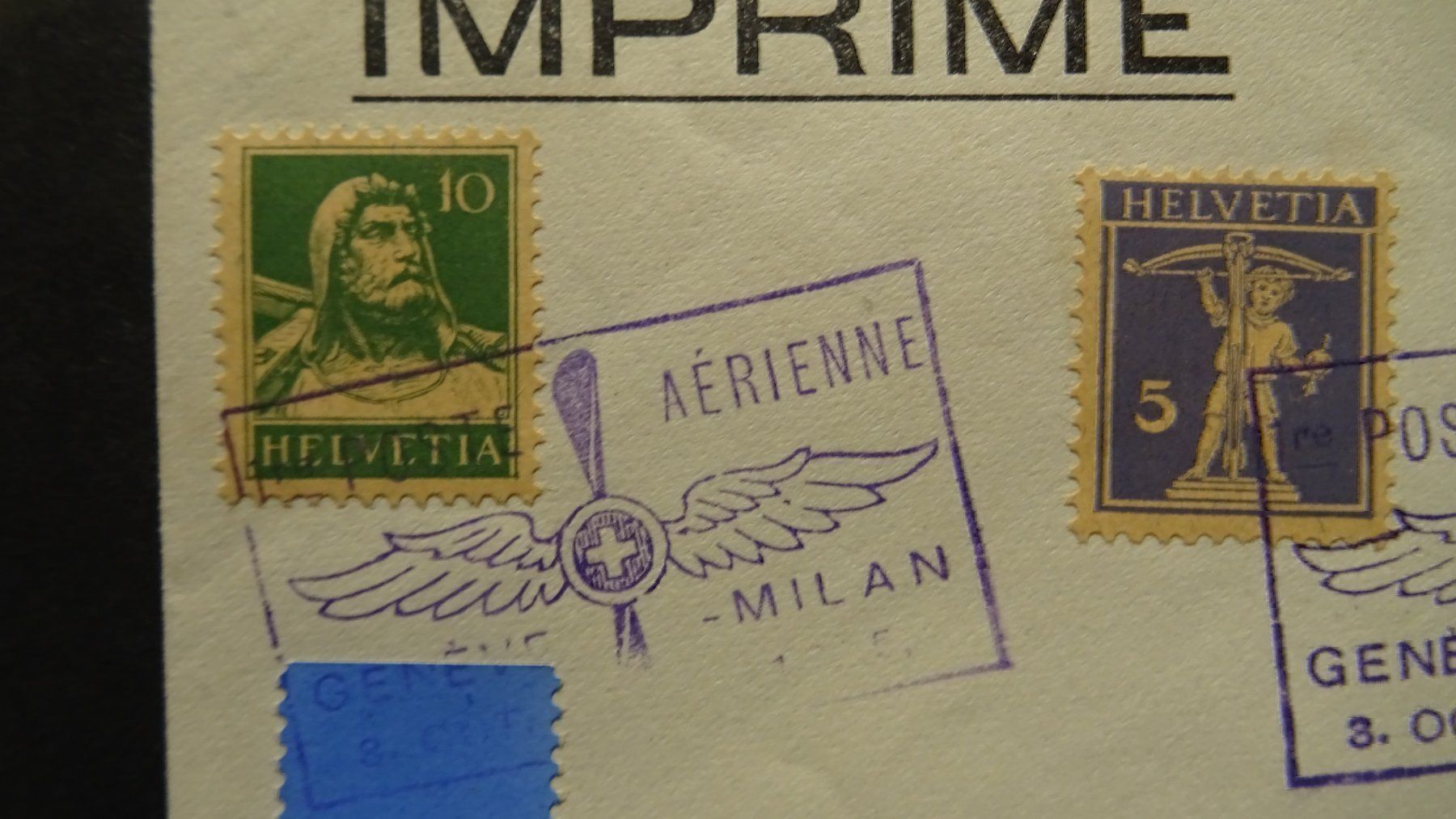 Tutti i francobolli: 3.X.25., Post AERIENNE GENEVE - MILAN – Usato da Eschenbach SG venduto da eDaisy 2