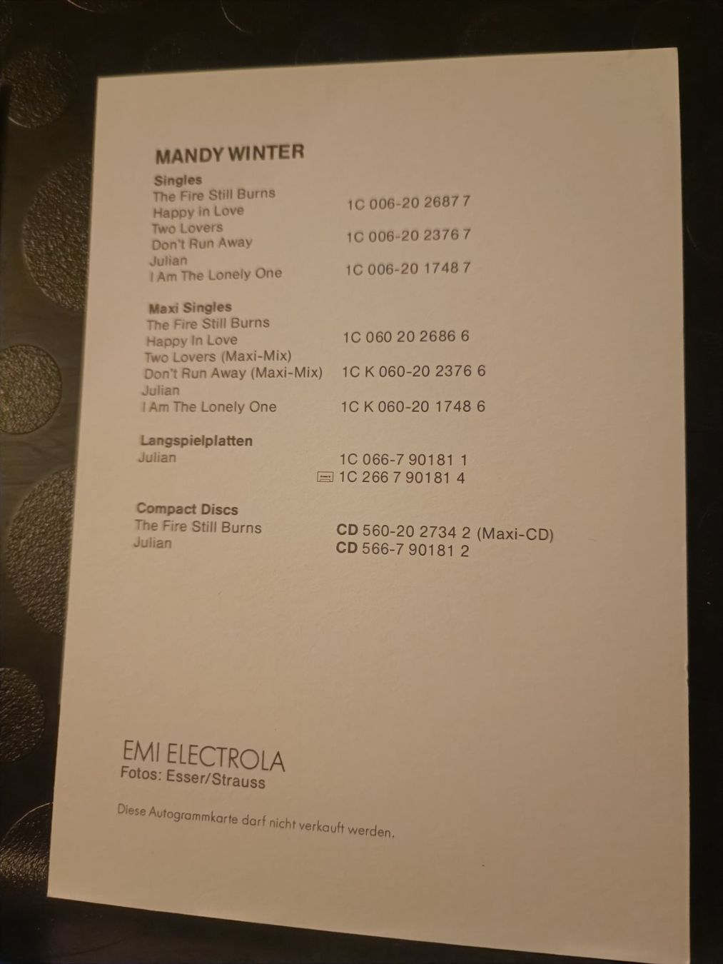 Autographes: Mandy Winter - Handsignierte alte Autogrammkarte – D'occasion à Menziken par Artographs 1