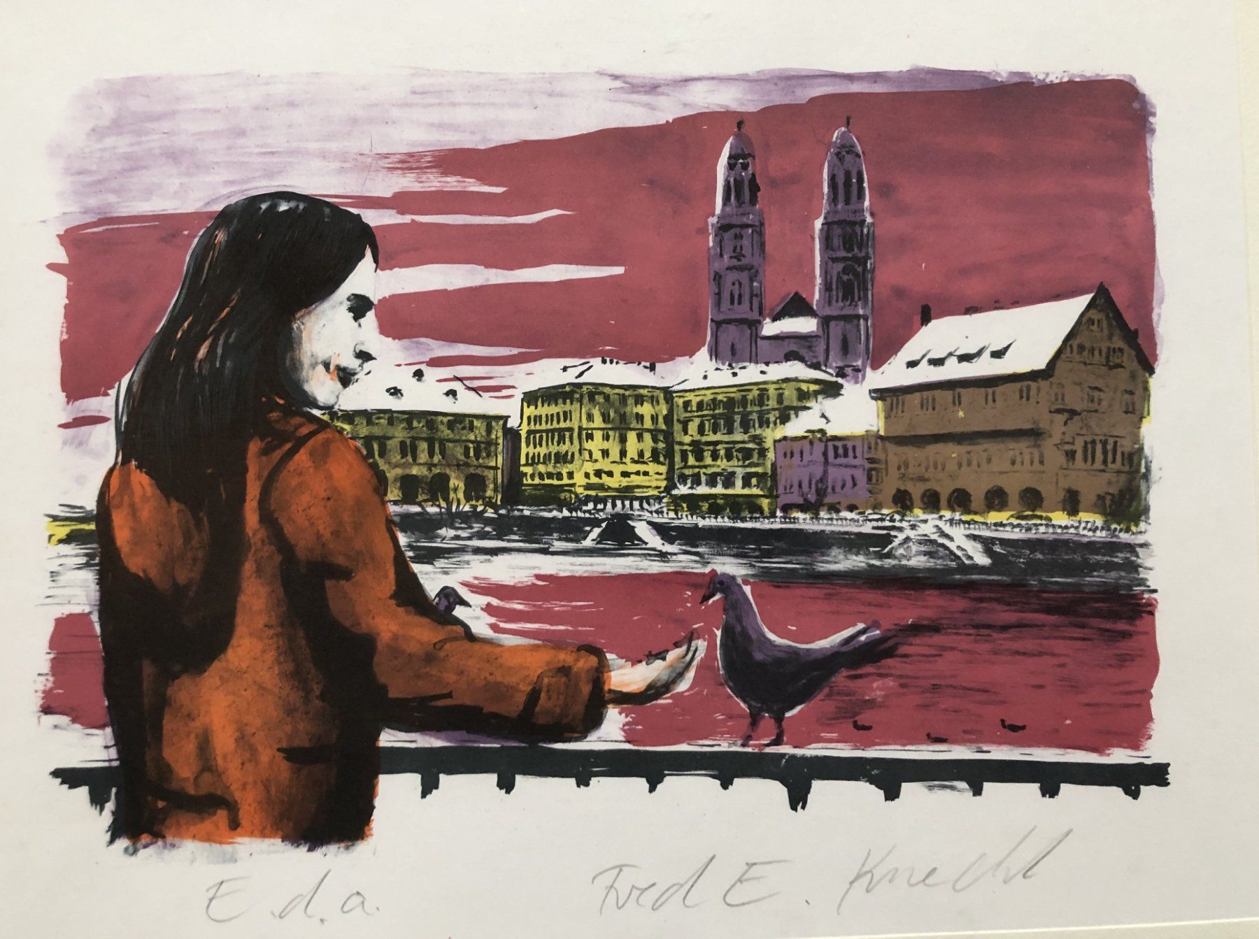 Grafica & Litografie: Fred E. Knecht - Farblithografie - Epreuve d'artiste – Usato da Schaffhausen venduto da durruti 1