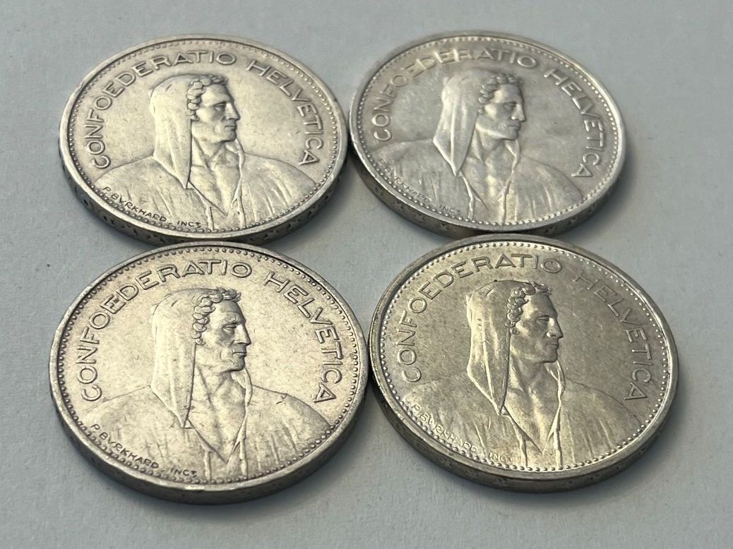 Alle Münzen: 5 Franken 1932, 1937, 1951, 1966 – Gebraucht aus Tägerwilen von Beata1sager 5