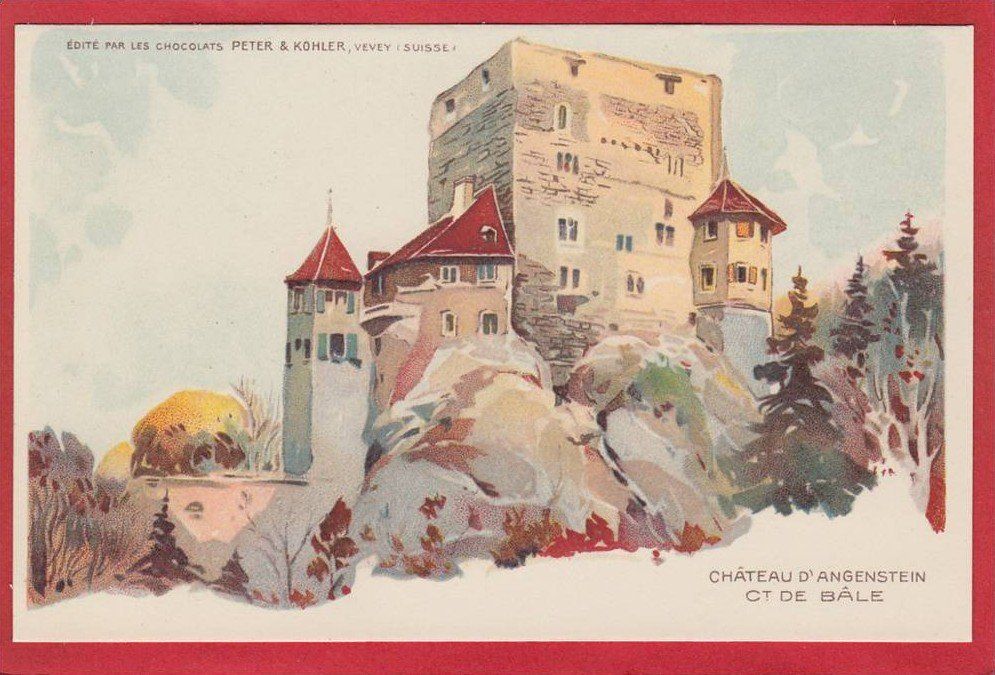 Cartoline postali: ANGENSTEIN ÉDITÉ PAR LES CHOCOLATS PETER & KOHLER, LITHO – Usato da Grüningen venduto da Kartenlaube