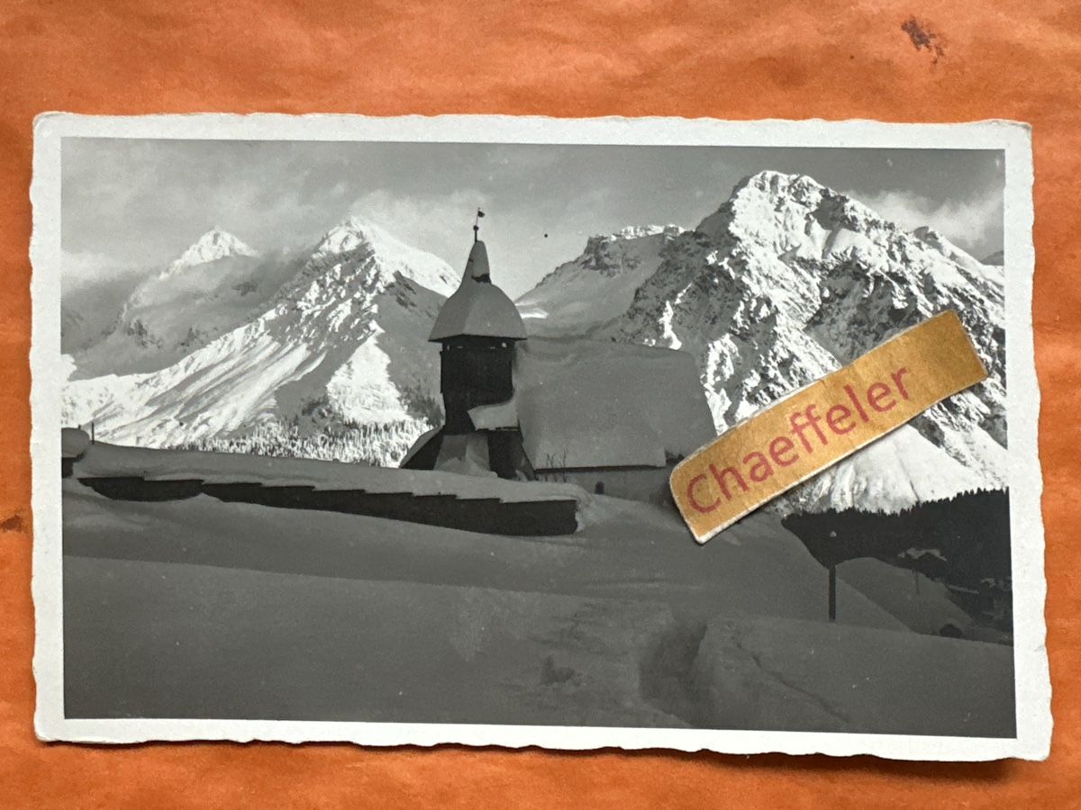 Cartoline postali: Alte Ansichtskarte Arosa ?, Kirchli am Abend, Winter 1925 – Usato da Zürich venduto da Chaeffeler
