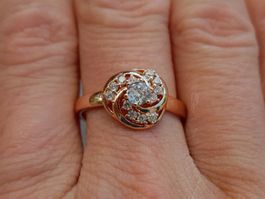 Ring mit Zirkonia, vergoldet 585, 2.5g, size 9 (59)