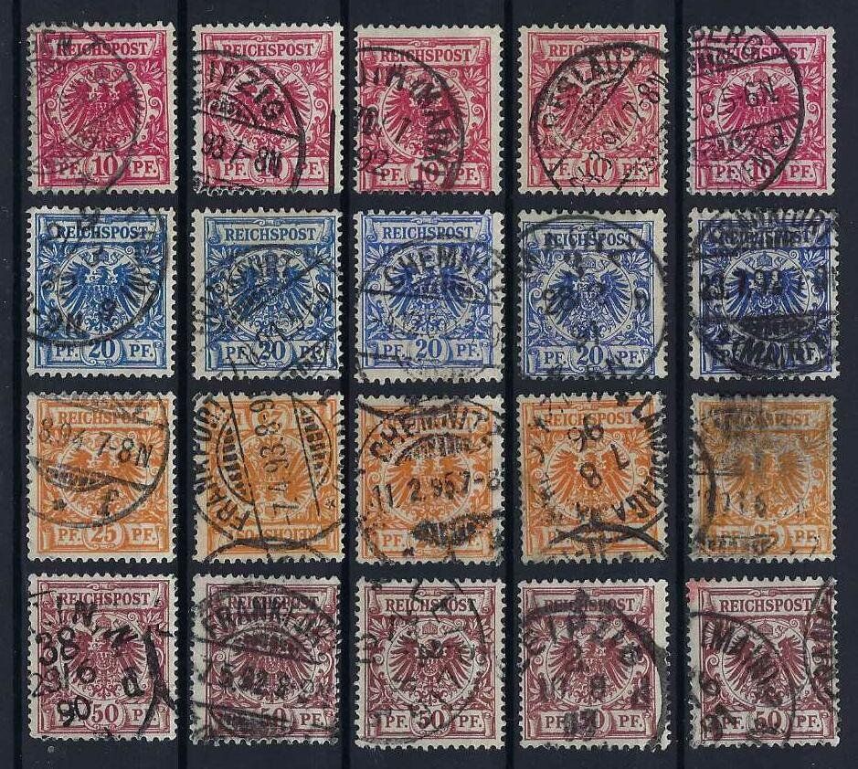 Tutti i francobolli: REICHSPOST ca. 1889 tolle Werte gest. – Usato da Hitzkirch venduto da walti1959