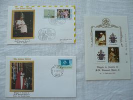 1983 Papst Joh. Paul II in Oesterr., 2 Briefe + 1 Vign.block