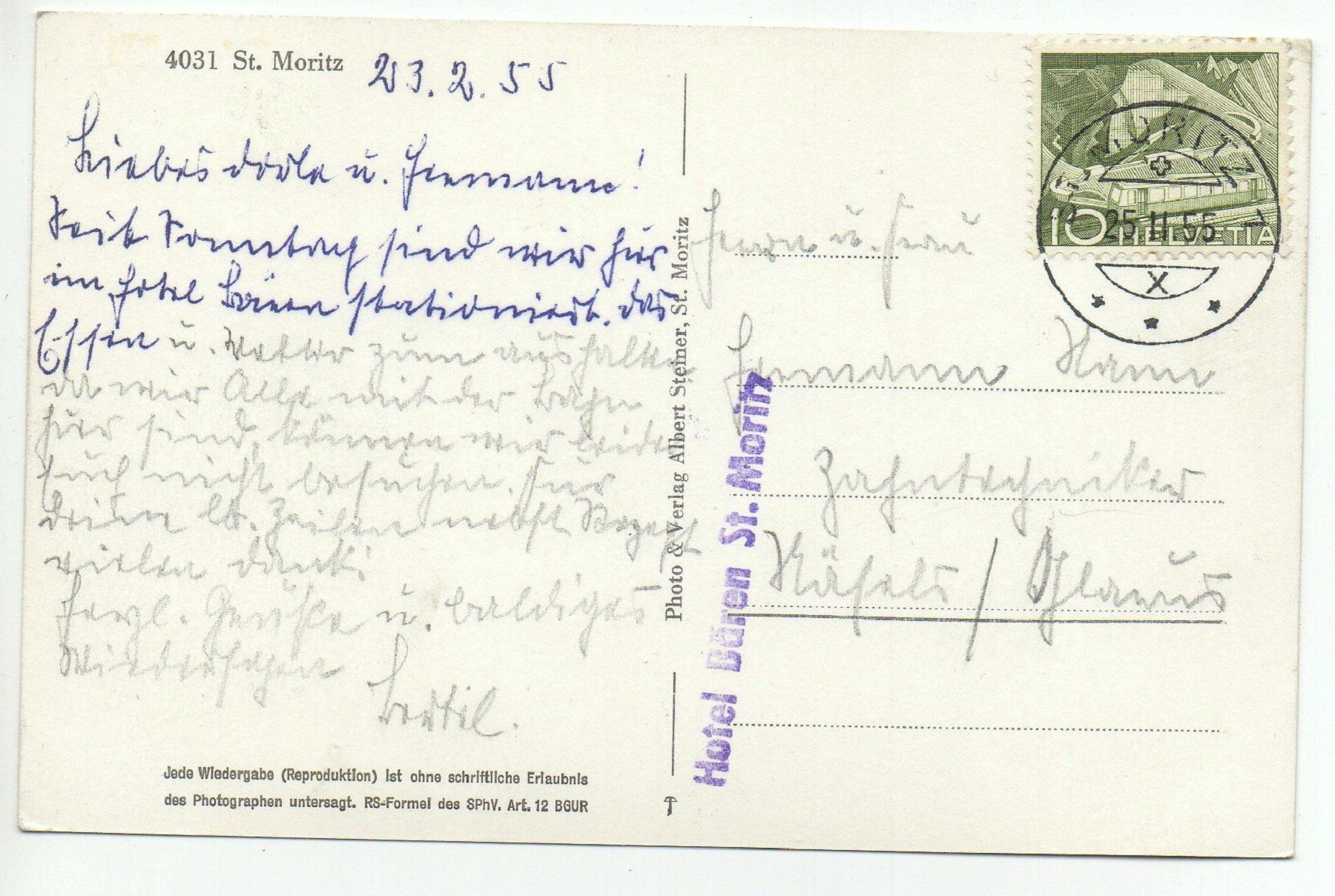 Cartes postales: ST. MORITZ Nr. 4031 – D'occasion à Jona par philajona 1