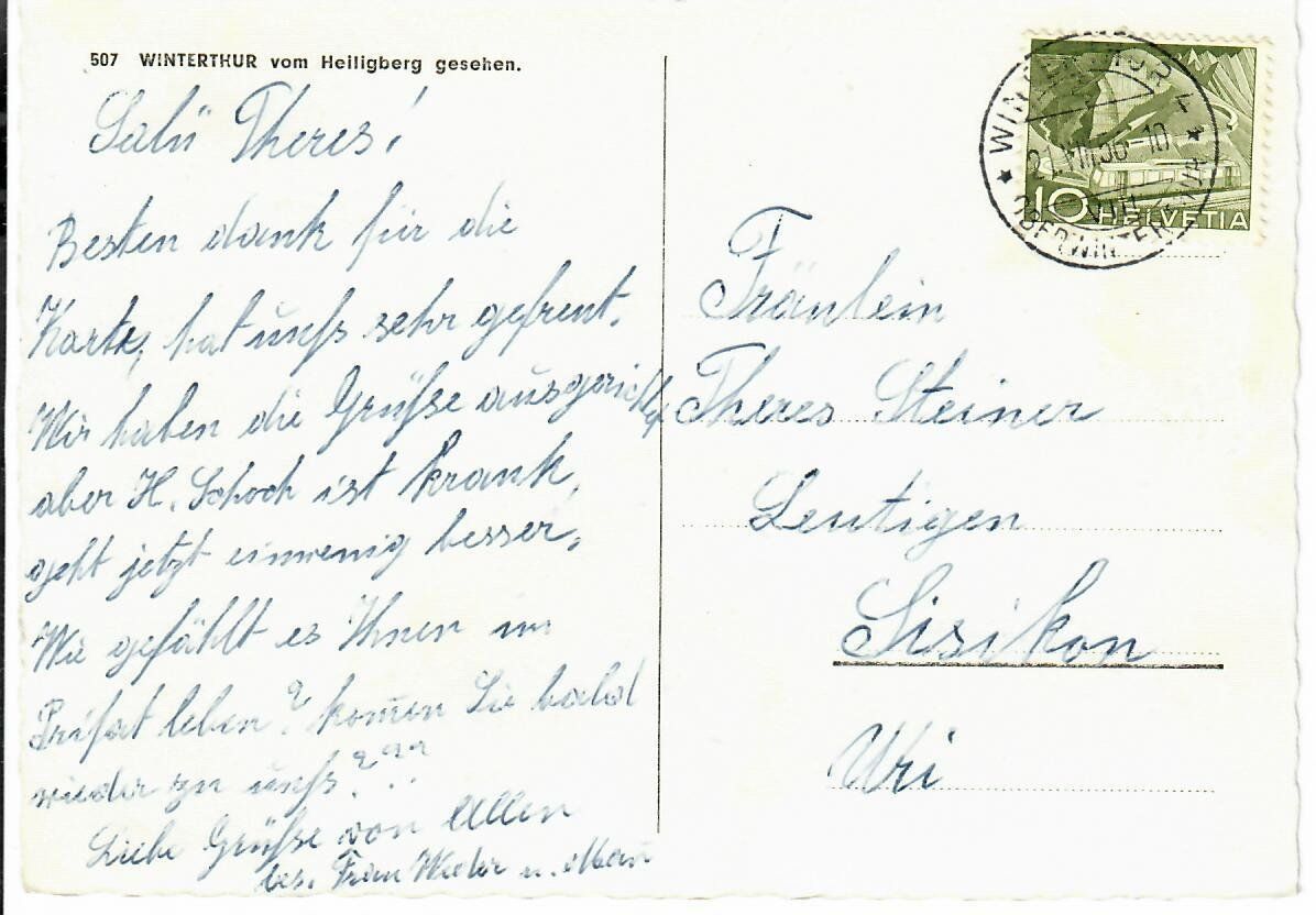 Cartoline postali: Winterthur 1956 – Usato da Hochdorf venduto da Ziegel-16 1
