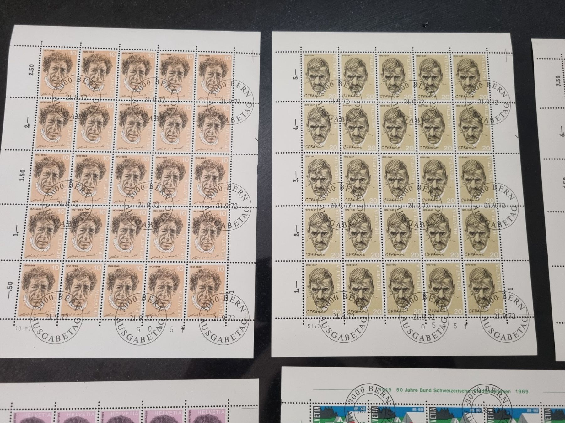 Alle Briefmarken: 12 Bogen/Teilbogen mit Ersttag Stempel – Gebraucht aus Gümligen von Geniusbuy 1